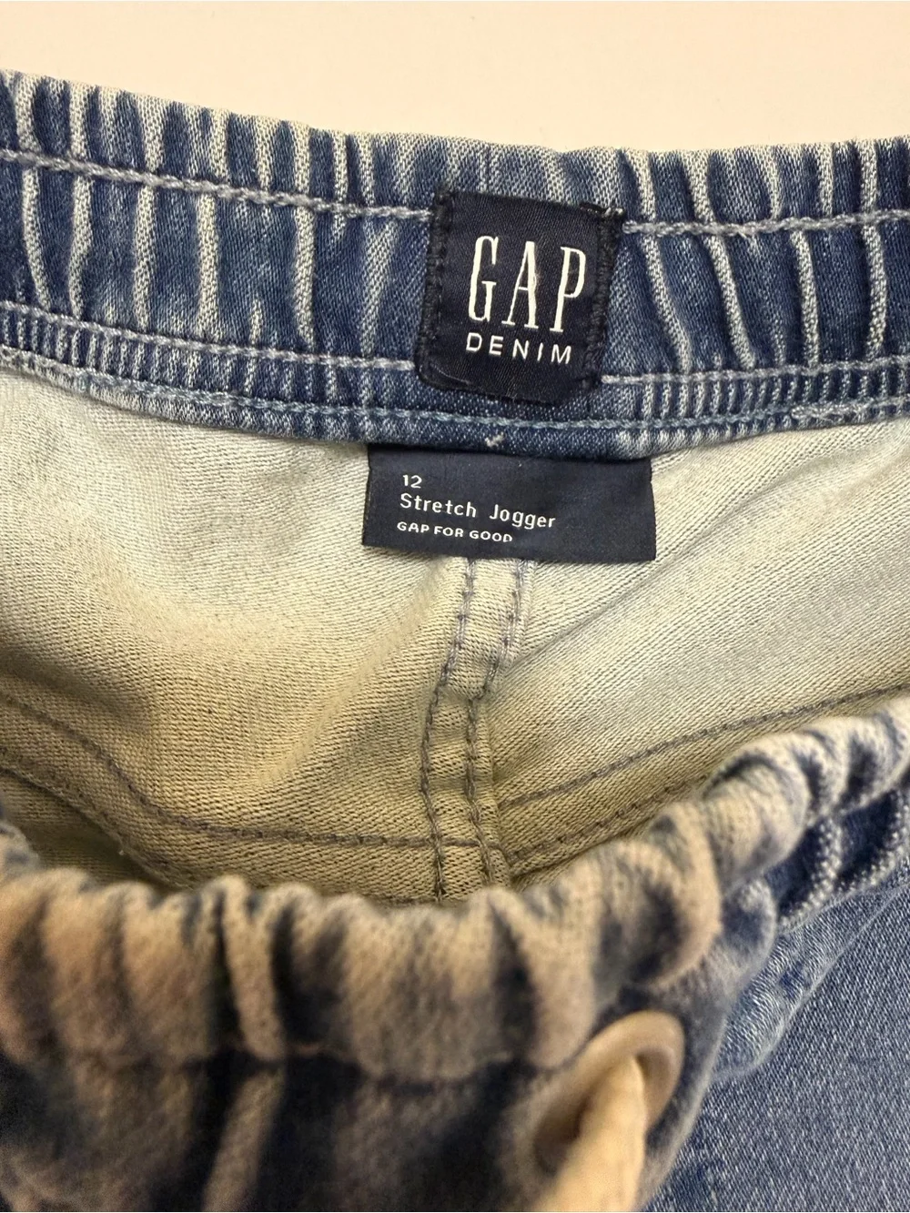 GAP Two-Tone Denim Jogger Pants - Light Blue & Dark Blue
